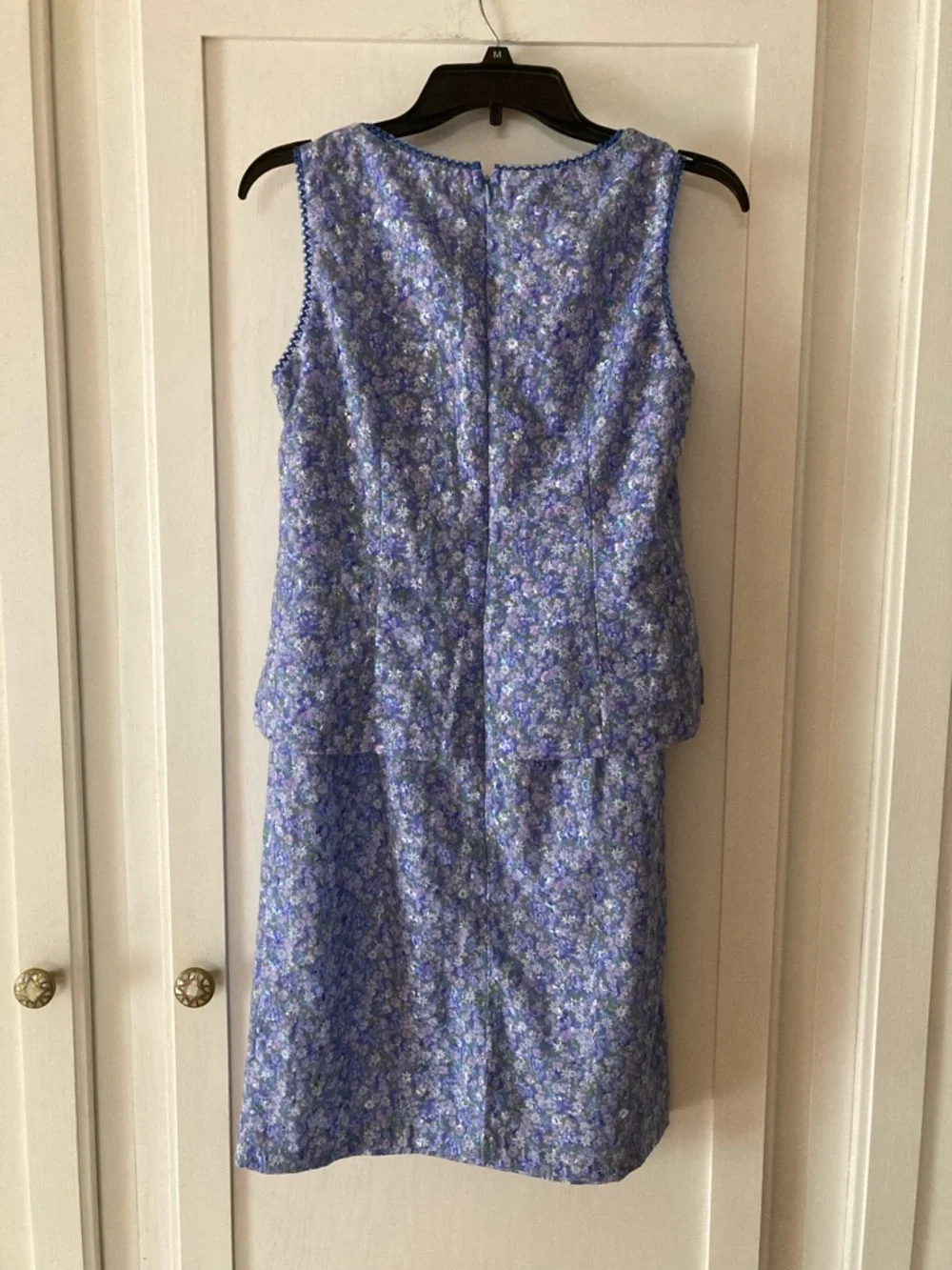 VTG Rabbit Rabbit Rabbit Designs Blue/Lavender Floral Layered Midi Dress - Picture 8 of 8